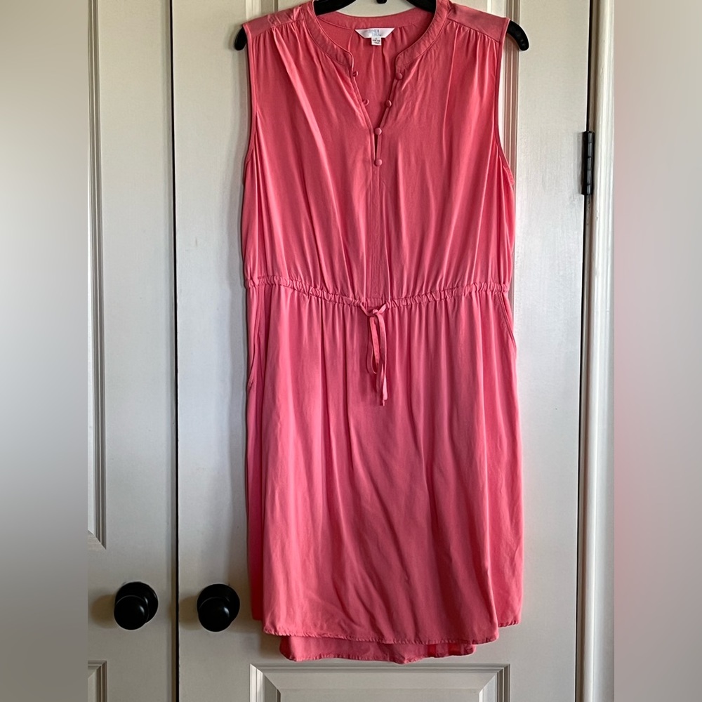Lovely Salmon-hued Time & Tru Sleeveless Dress With Tie Waist Size L (12-14)